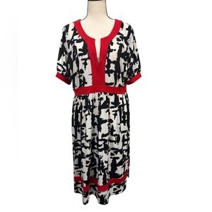 Suzi Chin for Maggy Boutique Black and Red Midi Dress